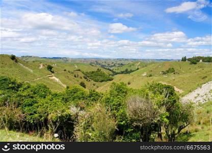 Rural scenery in Taranaki, New Zealand. Rural scenry along the Forgotten World Highway, New Zealand
