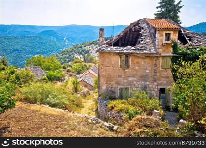 Rural stone village of Skrip ruins, island of Brac, Dalmatia, Croatia