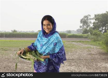 Rural woman working in field