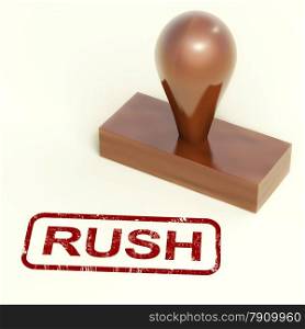 Rush Rubber Stamp Shows Speedy Urgent Delivery. Rush Rubber Stamp Shows Speedy Urgent Express Delivery