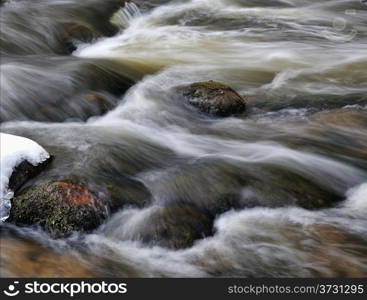 Rushing water. Winter river stream