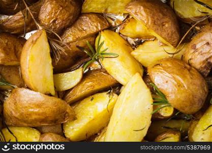Rusic style potato with rosemary baked in foil