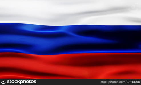 Russia flag silk 3d render waving wallpaper illustration