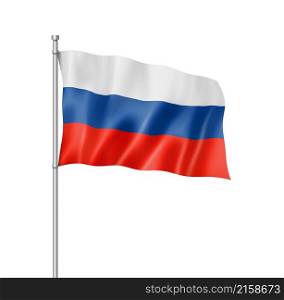 Russia flag, three dimensional render, isolated on white. Russian flag isolated on white