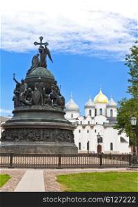 Russia, Great Novgorod. Monument Millennium of Russia and Sofia cathedral