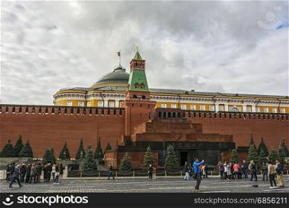 Russia, Moscow - 24.09.2016: Mausoleum at the Kremlin wall on the red square