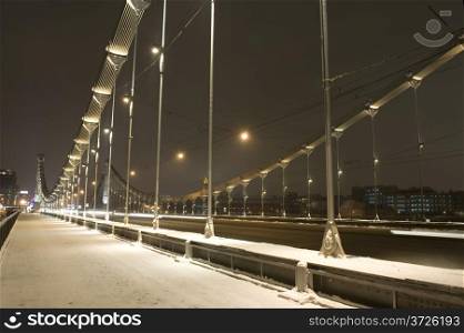 Russia Moscow evening Bridge with illumination