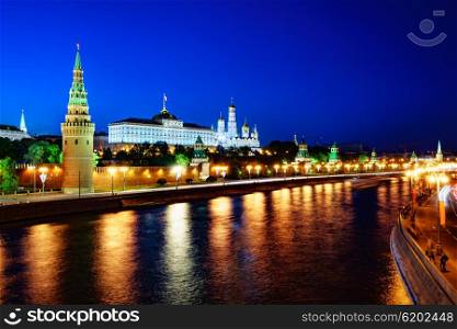 Russia - Moscow, night view of the Kremlin.
