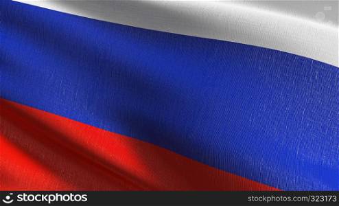 Russia national flag blowing in the wind isolated. Official patriotic abstract design. 3D rendering illustration of waving sign symbol.