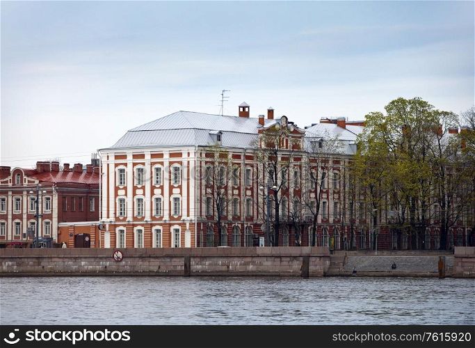 Russia. St. Petersburg. A building of the State University (building of Twelve boards) on Neva Embankment.