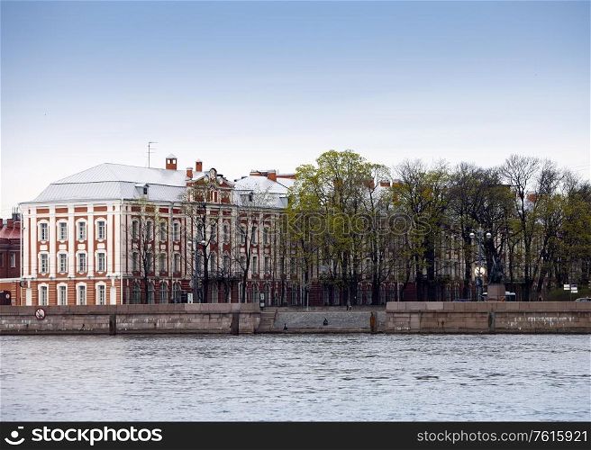 Russia. St. Petersburg. A building of the State University (building of Twelve boards) on Neva Embankment.