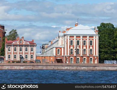 Russia. St. Petersburg. A building of the State University on Neva Embankment.