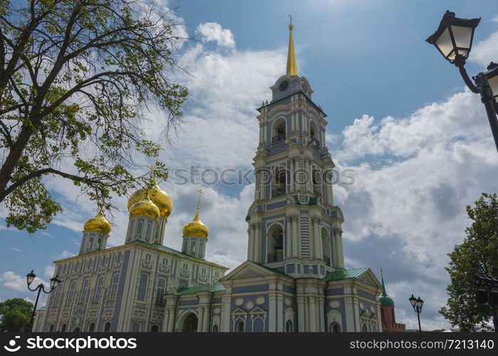 Russia, Tula August 03, 2019 view of the Epiphany Cathedral in the Tula Kremlin on a sunny summer day. Epiphany Cathedral