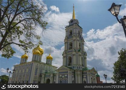 Russia, Tula August 03, 2019 view of the Epiphany Cathedral in the Tula Kremlin on a sunny summer day. Epiphany Cathedral
