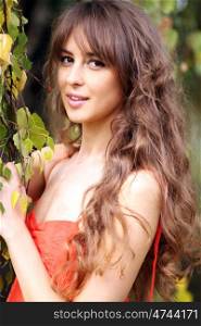 Russian beauty - the happy girl at a white birch&#xA;