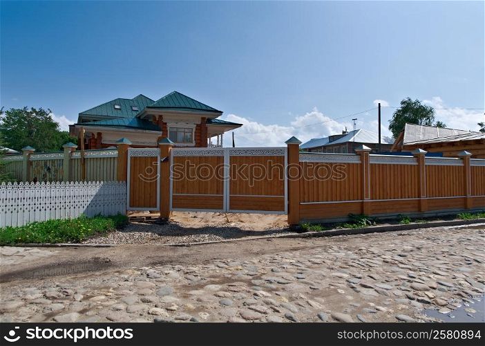 Russian carved frames of wooden houses .Vologda city, Russia
