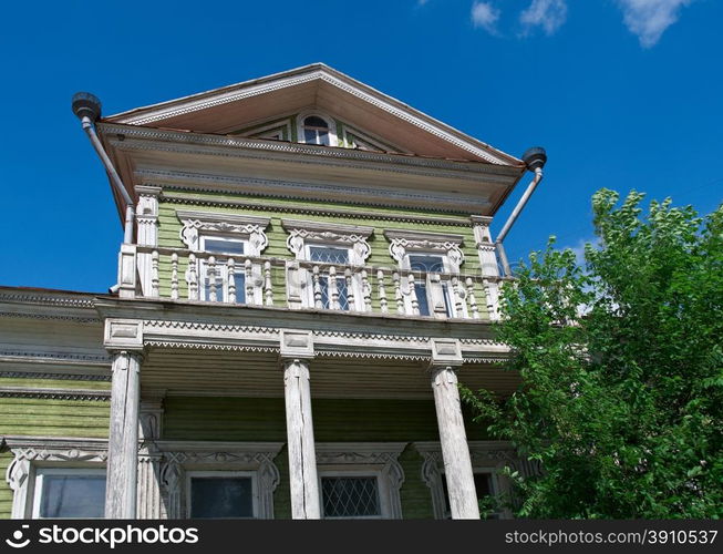 Russian carved frames of wooden houses .Vologda city, Russia