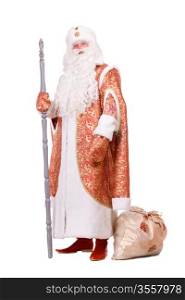 Russian Christmas character Ded Moroz (Father Frost). Isolated