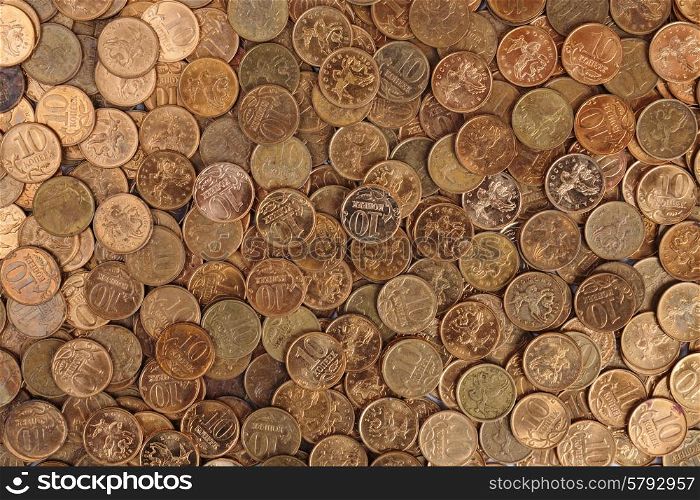 Russian coins background ten kopeks
