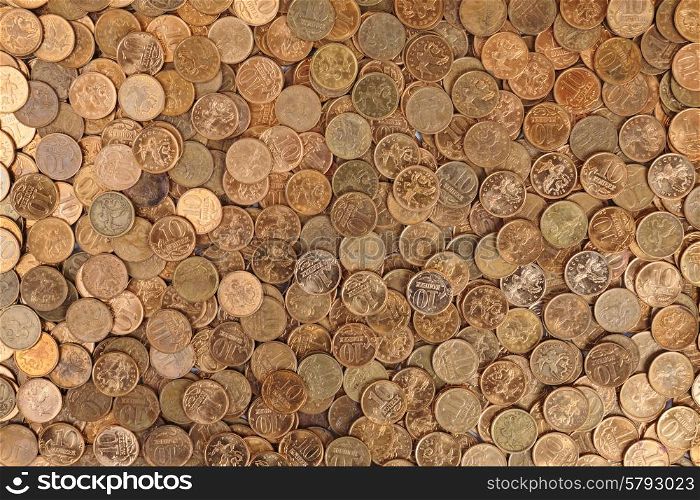 Russian coins background ten kopeks