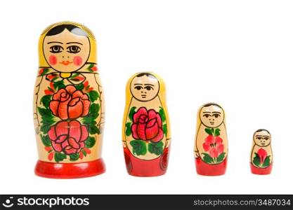 Russian doll on a over white background