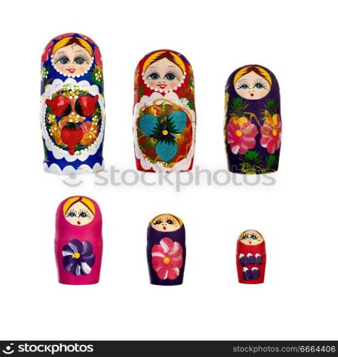 Russian Dolls Babushkas Matryoshkas isolated on a white background 