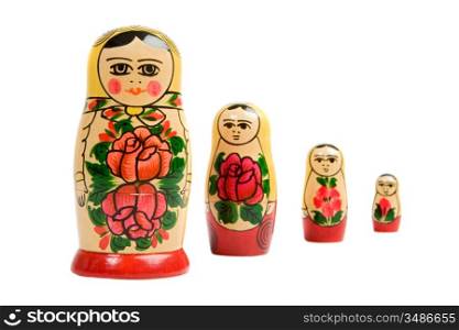 Russian dolls on a over white background