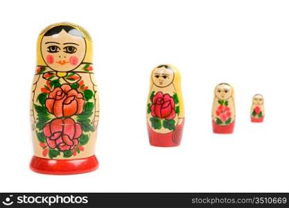 Russian dolls on a over white background