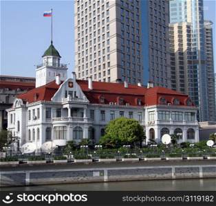 Russian general consulate jn the embankment of river in Shanghai, China
