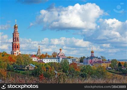 Russian landscape: Orthodox church under the blue sky