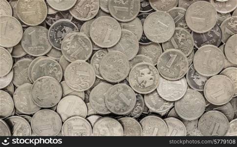 Russian money - coins rubles , background