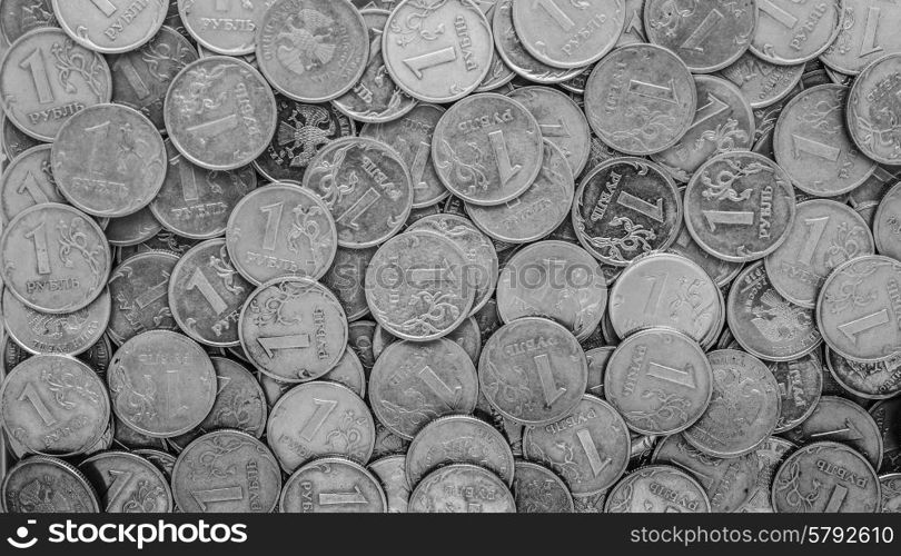 Russian money - coins rubles , background