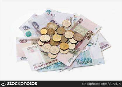 Russian money isolated on white background