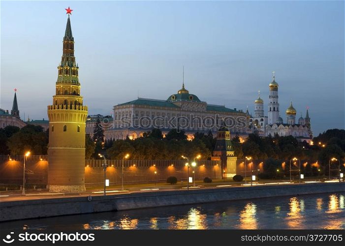 Russian Moscow Kremlin. bridge and Moscow river