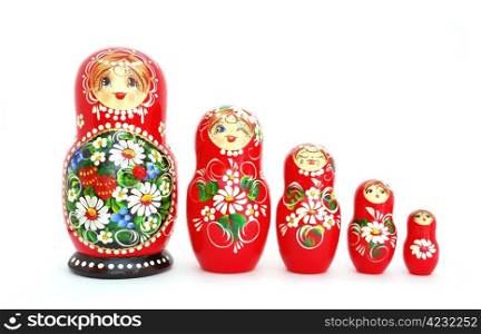 Russian Nesting Dolls isolated on white background. Russian Nesting Dolls