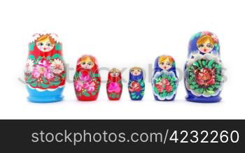 Russian nesting dolls isolated on white background. Russian nesting dolls