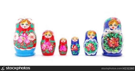 Russian nesting dolls isolated on white background. Russian nesting dolls