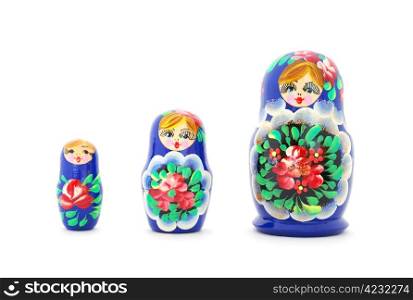 Russian nesting dolls isolated on white background. Russian nesting dolls