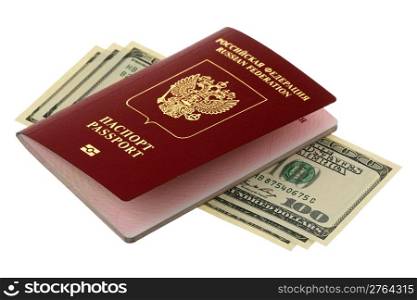 Russian passport and money isolated on white background