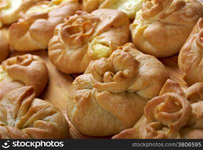 Russian pies with cheese and herbs