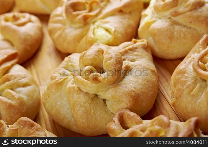 Russian pies with cheese and herbs