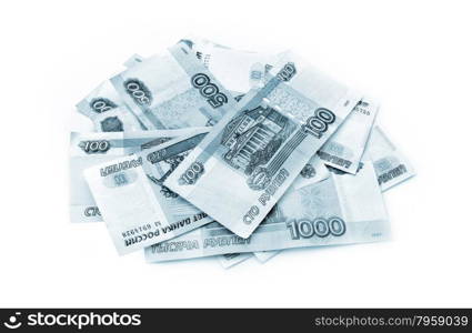 Russian rubles isolated on white background