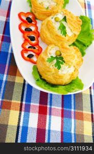 Russian salad served in profiterole