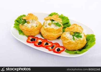 Russian salad served in profiterole