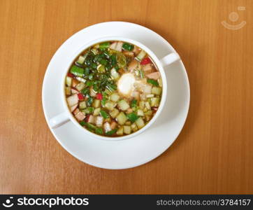 Russian traditional Summer cold soup, okroshka