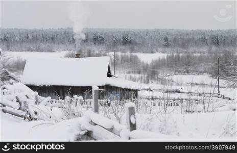 Russian village in the winter