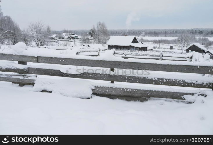 Russian village in the winter