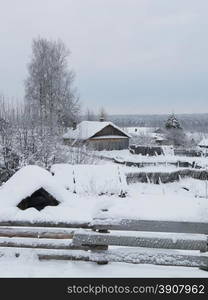 Russian village in the winter