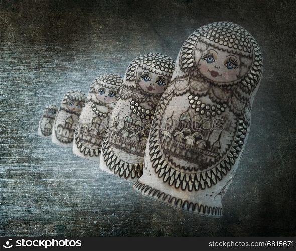 Russian wooden doll - Matryoshka - Isolated - Vintage