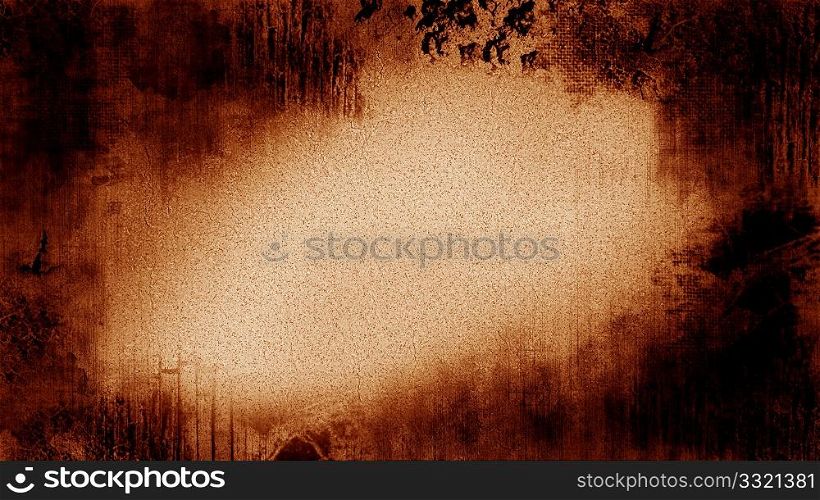 Rust colored vintage grunge distressed background illustration.